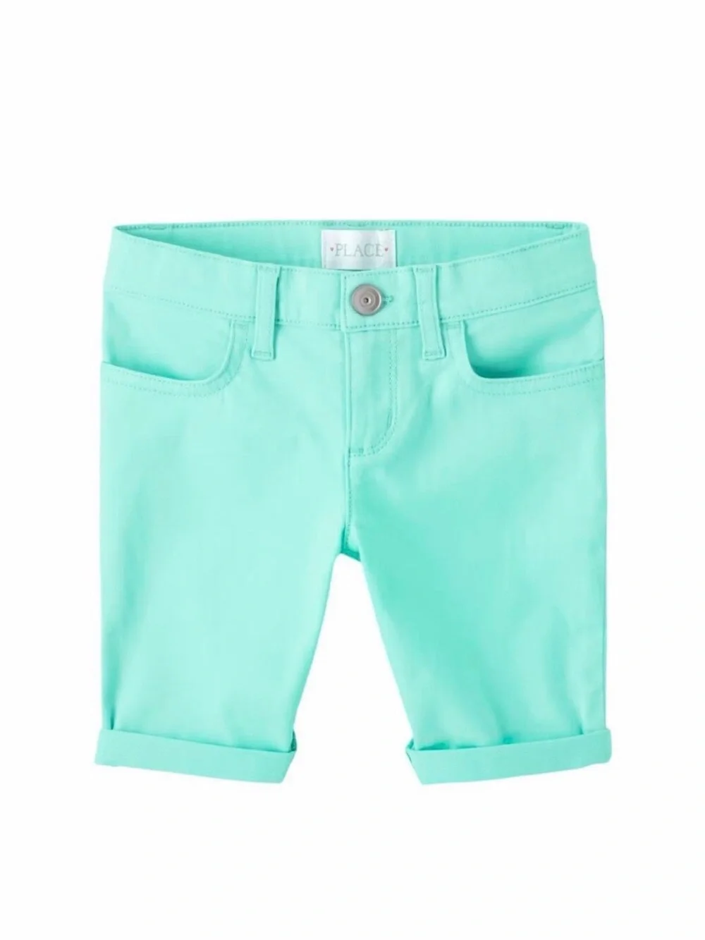 The Children's Place Mint Green Roll-Cuff Shorts w/ Adjustable Waist Tabs